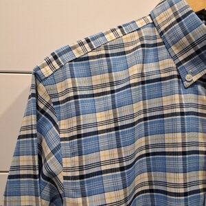 Lands' End Tailored Supima Classic Preppy Button Down Shirt Mens 15 1/2 - 33